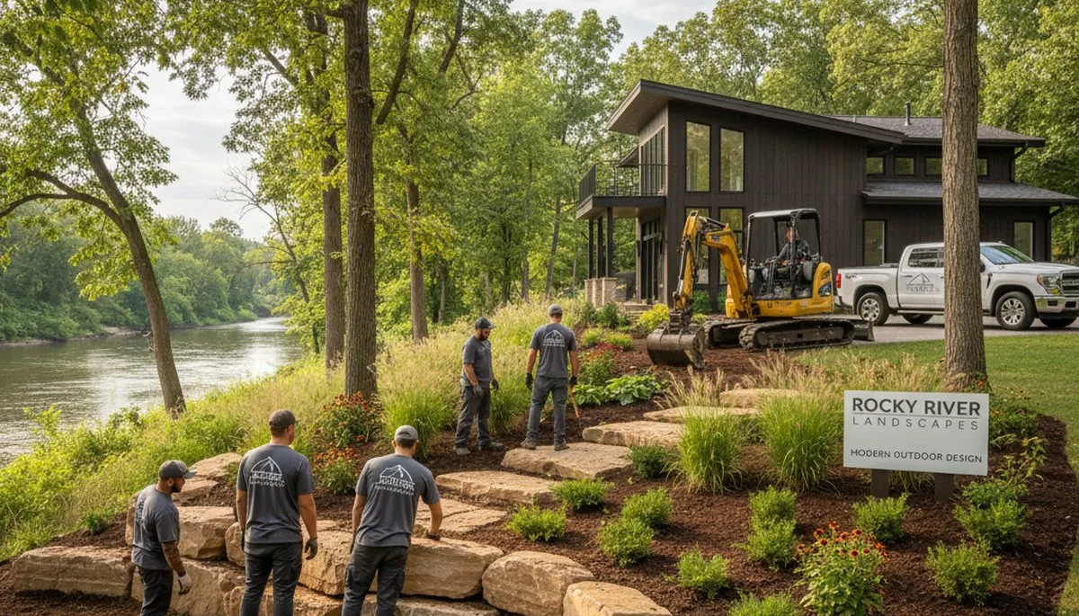 Landscaping crew serving Cleveland, OH with professional lawn and yard care services